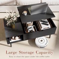 Table basse relevable en panneaux de particules, design farmhouse, rangement durable, pour salon, maison, noir