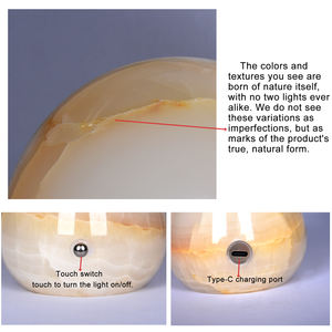 Lámpara de Mesa LED Ecológica Moderna de Cerámica y Mármol Natural, Impermeable para Sala de Estar, Multicolor, Batería Incluida - Product Image 3