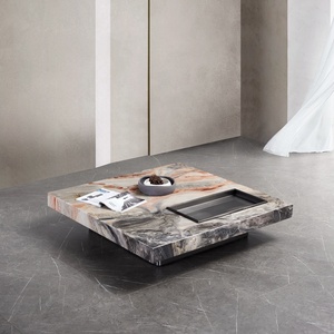 Grande table basse en marbre unique de haute qualité, nouveau design, meuble <span class=keywords><strong>TV</strong></span> et table basse, ensembles de salon de villa moderne de luxe - Product Image 2