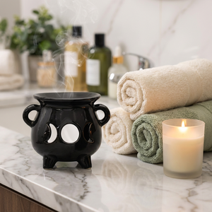 Bruciatore di Oli Essenziali in Ceramica Nera Minimalista Moderno, Diffusore Aromatico <span class=keywords><strong>Geometrico</strong></span> Cavo per Arredamento Casa, Spa e Yoga - Product Image 1