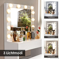 Ensemble de coiffeuse moderne en bois blanc Meuble-lavabo en matériau MDF avec miroir lumineux pour le maquillage et le maquillage de la chambre à coucher