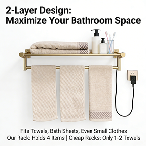 Moderno Radiatore Elettrico Orizzontale in Metallo Dorato Spazzolato con Mensola, Scaldasalviette e Barra Riscaldante - Product Image 6