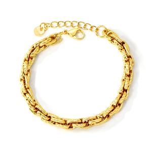 Wholesale Unisex <b>Stainless</b> <b>Steel</b> Hip Hop <b>Bracelet</b> Gold Plated Thick Chunky Chain Geometric Trendy Charms <b>Bracelet</b> for <b>Men</b> Women - Product Image 1