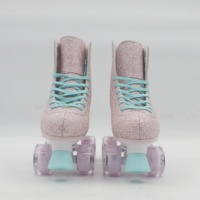 Patins à roulettes quad scintillants pour filles, en cuir et velours, roulements ABEC-7, roues en PU légères 54*32mm, châssis en PP, trépied en PP, frein en PVC, pour l'extérieur