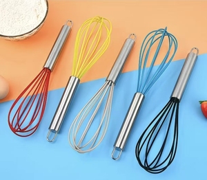 Batidor de silicona antiarañazos con mango de acero inoxidable, resistente al calor, tipo globo, utensilio de repostería antiadherente - Product Image 3