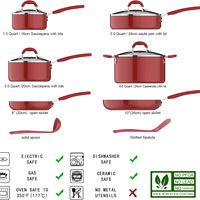 Ensemble de 12 casseroles et poêles de cuisine compatibles avec l'induction, avec couvercle en verre, pour la cuisine quotidienne à la maison
