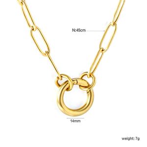 Collar con Colgante Chapado en Oro de 18k Sin Deslustre para Mujer, Joyería Minimalista de Acero Inoxidable con Cierre Redondo a Presión y Cadena de Clip - Product Image 2