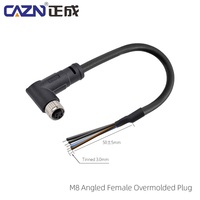 Câble Connecteur Droit ou Angulaire Étanche M8, 3, 4, 5, 6, 8 Broches, Mâle/Femelle, Prise Surmoulée, Câble Blindé ou Non Blindé en PVC