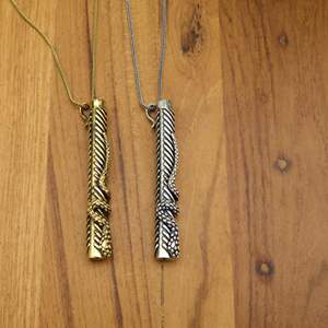 สร้อยคอจี้หลอดกรงเล็บมังกรนอร์สไวกิ้งเครื่องประดับสร้อยคอแนวแฟนตาซีเครื่องรางท่อสีทองและเงิน - Product Image 1