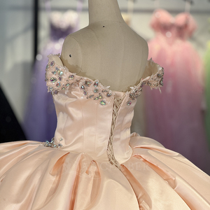 Dy5959 Puffy Ball Gown Chiffon Appliqued Sweetheart Neckline off Shoulder <b>Ankle</b>-Length Quinceanera Graduation Dresses for - Product Image 4