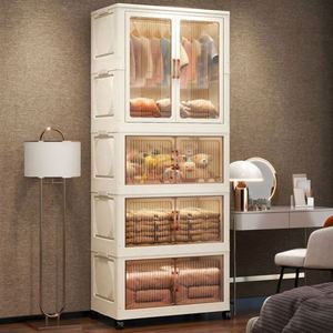 Wholesale Haogle Modern Folding Double Door Large-Capacity Sustainable Home Furniture Storage Cabinet Wheels Portable Plastic - Product Image 4