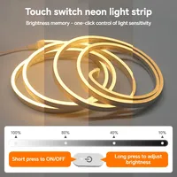 Bande lumineuse LED néon USB 5V étanche IP65, en silicone élastique, avec interrupteur tactile, réglable, pour décoration extérieure et intérieure, facile à installer