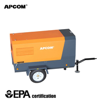 Compresseur d'air à vis portable à moteur diesel, direct usine, avec PLC, 185 250 350 400 450 CFM, 8 Bar 10 Bar, pour marteau perforateur minier