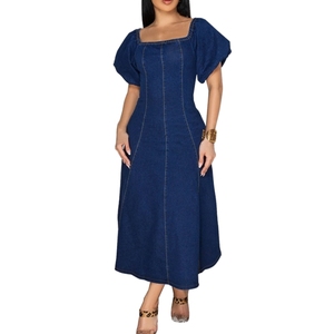 Vestidos Largos de Mezclilla con Cuello Redondo y Manga Corta para Mujer, Nuevo Estilo - Product Image 3