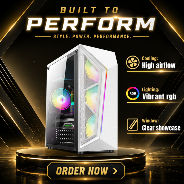 Gaming Pc Cases Hot Sales ATX Tower Gaming PC Cases With RGB Fans Glass on Front Panel Desktop Computer