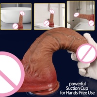 Dildo réaliste en silicone liquide avec ventouse puissante, jouet sexuel pour adultes mains libres pour stimulation du point G et anale