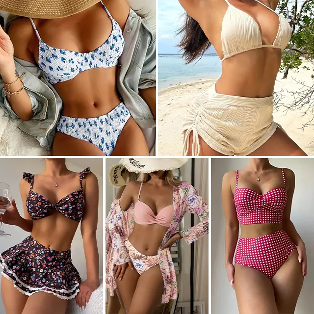 New bán buôn của phụ nữ hoa beachwear cổ điển Bikini in đồ bơi cao eo sexy đồ bơi hàng tồn kho hỗn hợp phong cách