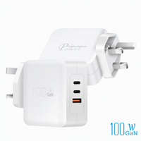 Cargador de Pared para Móvil y Portátil de 100 W con 3 Puertos USB Tipo C, PD, QC3.0, PPS y Gan, de Carga Rápida, 1 Pieza, OEM, Enchufe del Reino Unido, Bajo MOQ