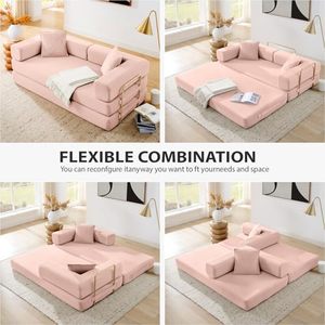 Sofá <span class=keywords><strong>Cama</strong></span> Plegable King Size con Base Antideslizante, Sin Necesidad de Ensamblaje, Estructura Espaciosa y Práctica de Forma Fija - Product Image 4