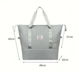 Sac fourre-tout personnalisable grand format, sac de voyage pliable pour femme, portable pour courtes distances, grande capacité, compartiments sec et humide, sac à bandoulière pour femme - Product Image 1