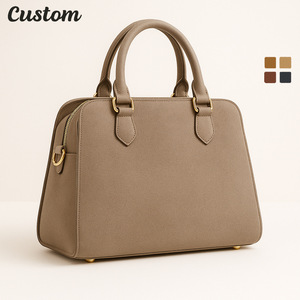 Sac fourre-tout décontracté pour femme en cuir véritable, avec poignée souple, couleur unie, fermeture éclair, personnalisable, platine, pour un style OEM - Product Image 1
