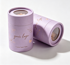 Custom Eco-Friendly Round Paper Tube Box with Gold Foil Printing and Clear <b>Window</b> Lid for Gift Packaging - Product Image 6