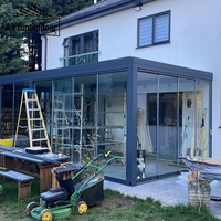 Pergola en aluminium Airfun pour l'extérieur, toutes saisons, à lames motorisées réglables, imperméable, gazebo avec drainage intégré, patio, nature, MDF
