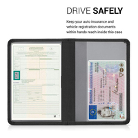 Titulaire d'immatriculation et d'assurance noir permis de conduire porte-papier de document de voiture en cuir Pu pour documents et cartes de véhicule