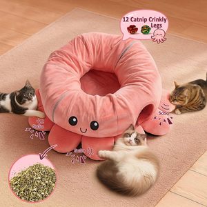 <span class=keywords><strong>Cama</strong></span> Túnel para Gatos 2 en 1 con Forma de Pulpo, con 20 Juguetes para Gatos, Túnel de Juego Plegable con Cojín Lavable para Gatos de Interior - Product Image 3