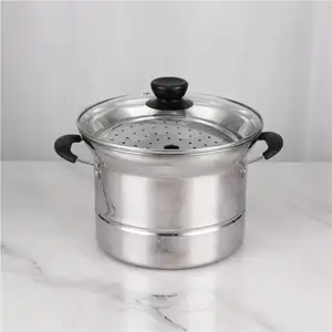 Multi-function Cookware Cooking Pot 22cm Stainless Steel Noodles Pot Steamer Cooking Soup Pot With Strainer