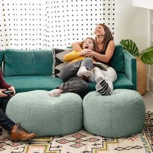 DB Jaxx Ellis Mineral Green Ottoman Shearling Pouf en peluche Faux-Lamb Design d'intérieur moderne Caractéristique amovible pour bébés enfants - Product Image 5