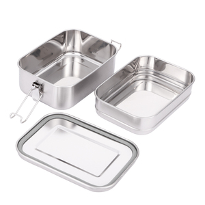 Les sections de la boîte à lunch Bento en acier inoxydable peuvent contenir un sandwich et deux côtés. - Product Image 3