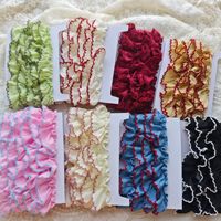 En gros, Garniture de couture extensible en coton, froncée, à volants, à bords festonnés, multicolore, pour vêtements de bébé