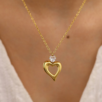 Ensemble de bijoux en acier inoxydable non terni en forme de cœur avec zircon, accessoires haut de gamme non décolorants pour femmes