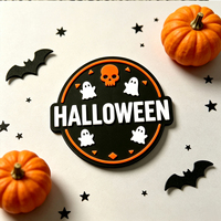 Écussons PVC Halloween personnalisés avec logo, 3D en relief, écologiques, pour chapeaux, étiquettes de vêtements, accessoires de couture, vente en gros OEM