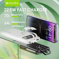 BAVIN 10000MAH PC008S 20W PD charge rapide PD portable voyage en plein air USB type c cellule téléphone portable banque d'alimentation portable