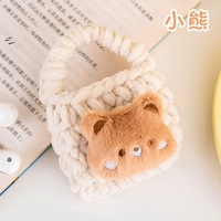 Monedero de Felpa con Diseño de Animal de Dibujos Animados, Tejido Transpirable, Mini Bolsa Portátil para Guardar Auriculares y Cables, para Chicas Lindas