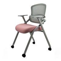 Chaise de bureau ergonomique en fer avec design moderne, dossier pliable multicolore pour utilisation en conférence