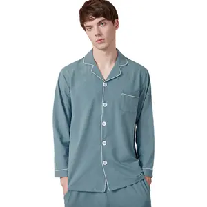 Bequeme 2 Stück Seiden satin Pyjama Set Männer benutzer definierte Nachtwäsche tragen Pyjamas für zu Hause