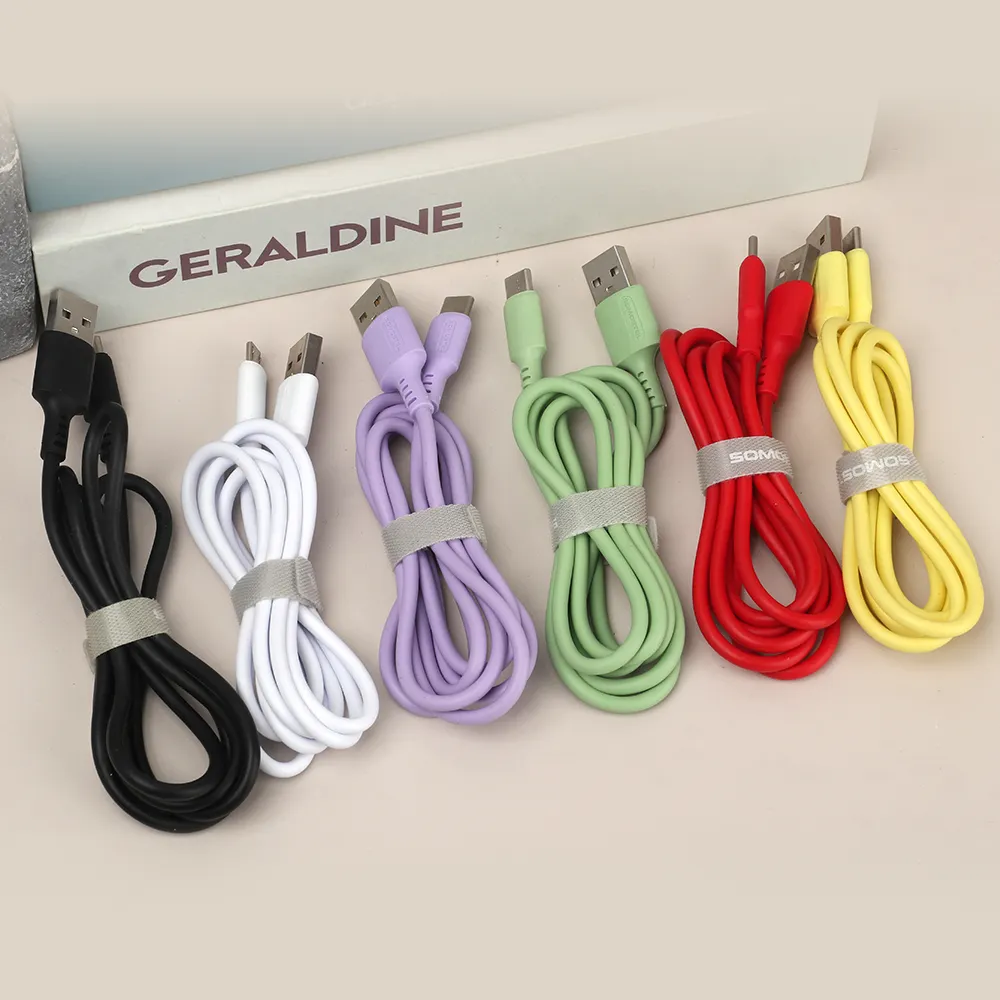 Somastel-Cable USB de silicona TPE 3.1A para teléfono móvil Android, Cable de carga rápida de color rojo para ordenador, modelo V8