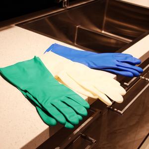Gants industriels en Latex <span class=keywords><strong>Nitrile</strong></span> bleu vert <span class=keywords><strong>sans</strong></span> doublure floquée, vente chaude - Product Image 5