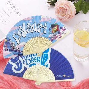 Abanicos de mano de seda personalizados Abanicos de mano personalizados con patrones de impresión-para regalos de negocios Home Drop �cor o artículos promocionales - Product Image 1