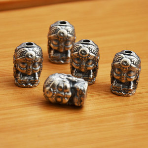 Cuentas de calavera Zhaqilam de plata tibetana, forma irregular de plata antigua para hacer pulseras, fundición a presión, accesorios de joyería de plata Sanqi - Product Image 1