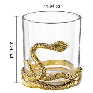 Verres à cocktail, verres à vin rouge, verres à whisky, design de luxe en or, inspiration reptile, décoration <span class=keywords><strong>serpent</strong></span> en métal. - Product Image 4