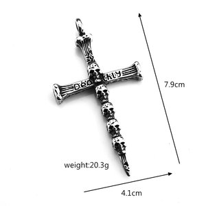 Stainless Steel Men's Skull <b>Cross</b> Pendant With Distressed Punk Design For Clothing Matching Gift - Product Image 5