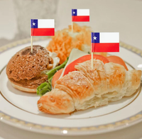 Drapeaux de cocktail Chili, pics à cocktail avec drapeau chilien, 1,4 x 1 pouce, impression recto-verso, en papier, sur bâtonnets en bois