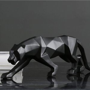 新家庭用品大チーター装飾像彫刻ミニ樹脂動物サファリ幾何学動物像 - Product Image 1