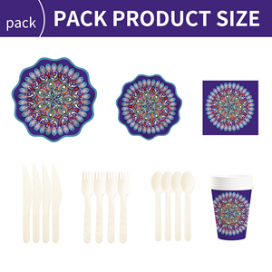 Juego de Vajilla DAMAI de Diseño Nuevo, Estilo Étnico, Platos, Servilletas y Vasos Desechables de Papel, Kits para Fiestas en Azul Oscuro - Product Image 6