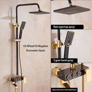 Ensemble de douche en aluminium spatial noir, buse de salle de bain, 4 jets de douche, robinet de douche, ensemble de douche à effet pluie, pomme de douche, antirouille, facile à nettoyer - Product Image 2