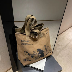 New Arrival <b>Large</b>-Capacity <b>Canvas</b> <b>Bag</b> for Women Korean-Style Fashion Shoulder <b>Bag</b> Japanese-Style Minimalist Handbag - Product Image 6
